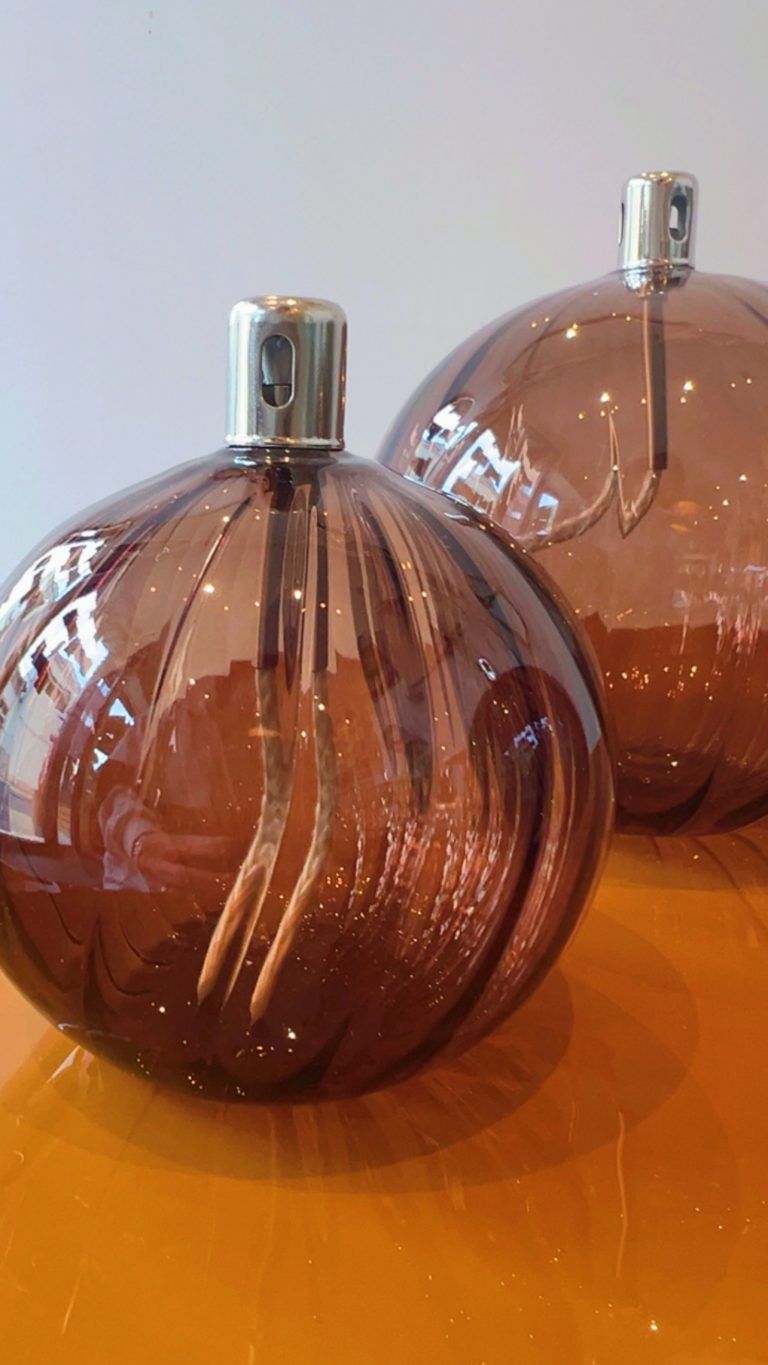 lampe à huile striée bronze