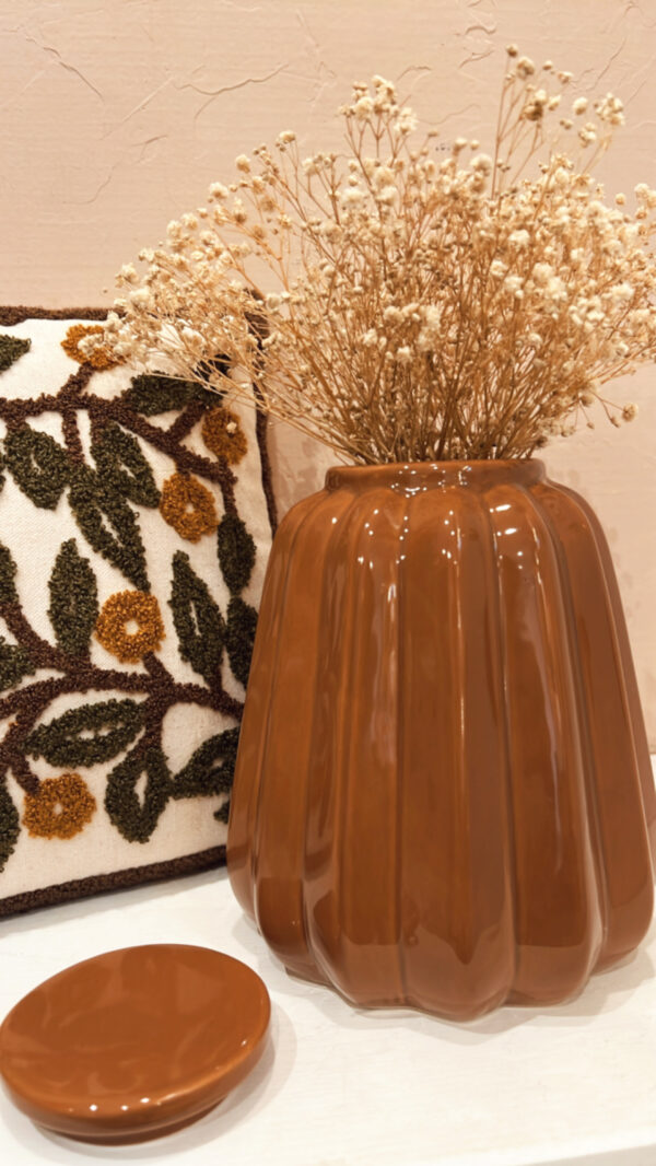 vase pot marron ondule opjet