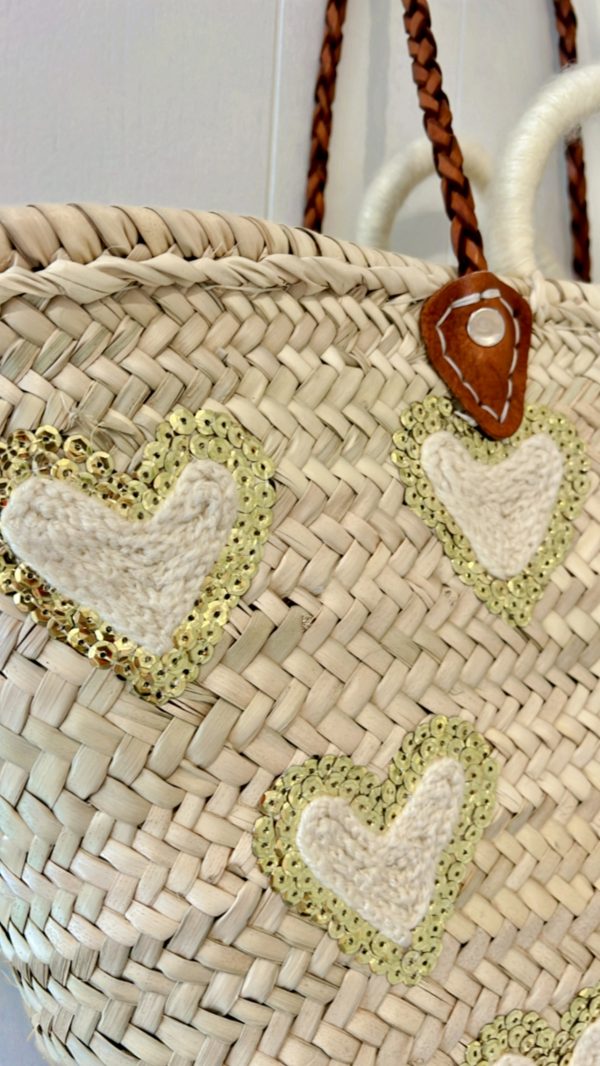 panier coeur à sequin doré