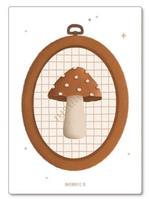 carte postale broderie champignon