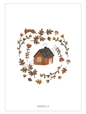 maison fleurie automne carte postale