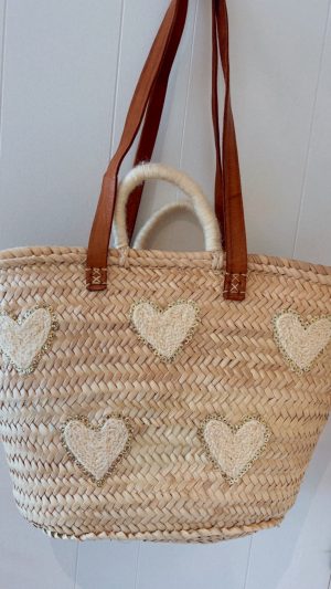 panier coeur écru